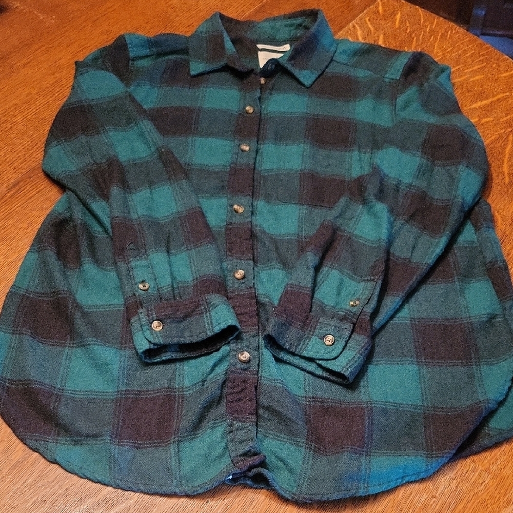 American Eagle Outfitters Green Plaid Button Down Shirt Size Medium - Picture 5 of 8